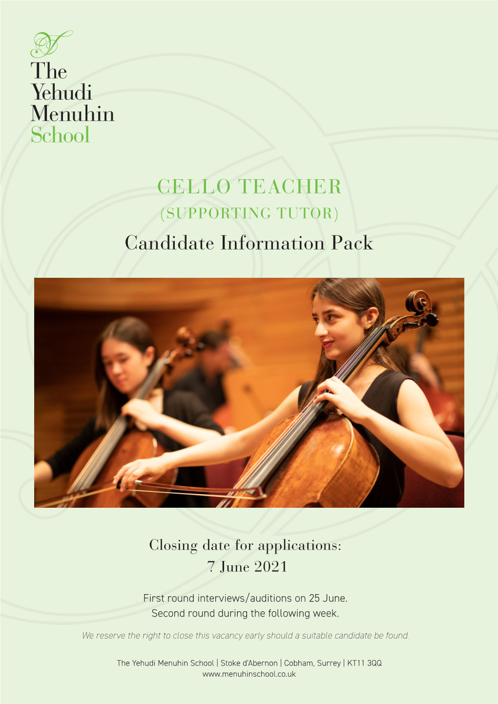 CELLO TEACHER Candidate Information Pack