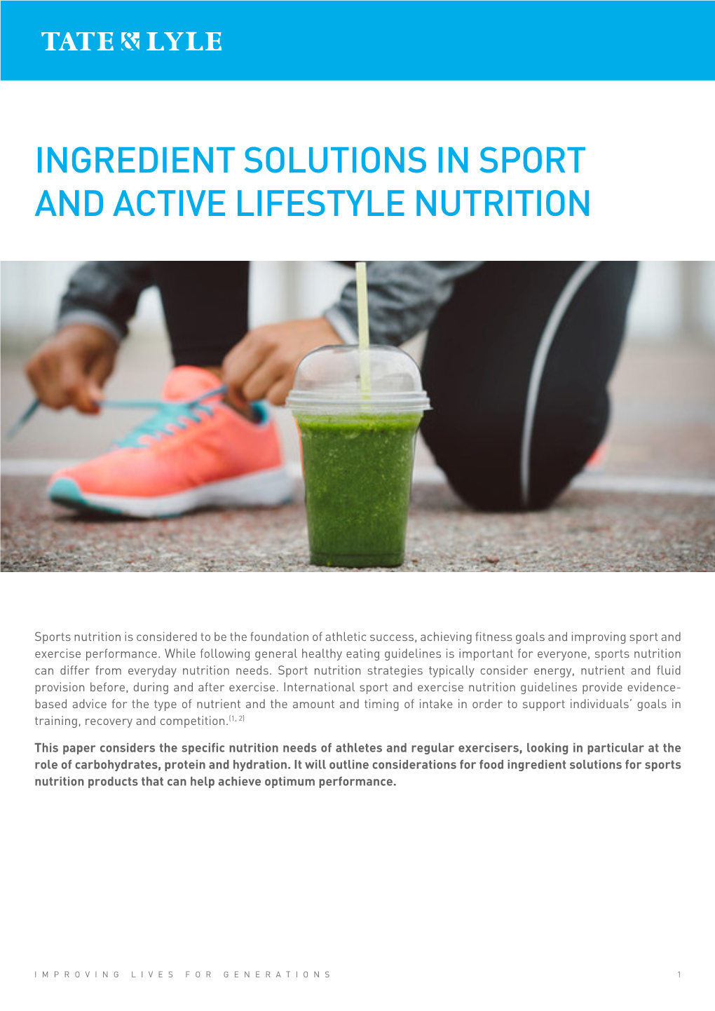 Ingredient Solutions in Sport and Active Lifestyle Nutrition