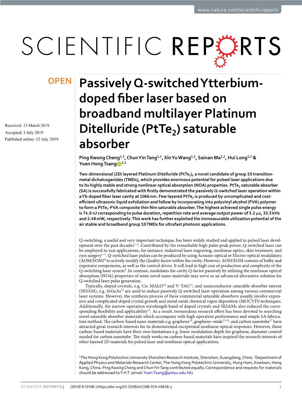 Passively Q-Switched Ytterbium-Doped Fiber Laser