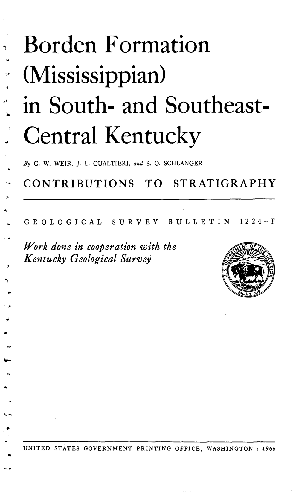 Borden Formation (Mississippian) in South- and Southeast- Central Kentucky