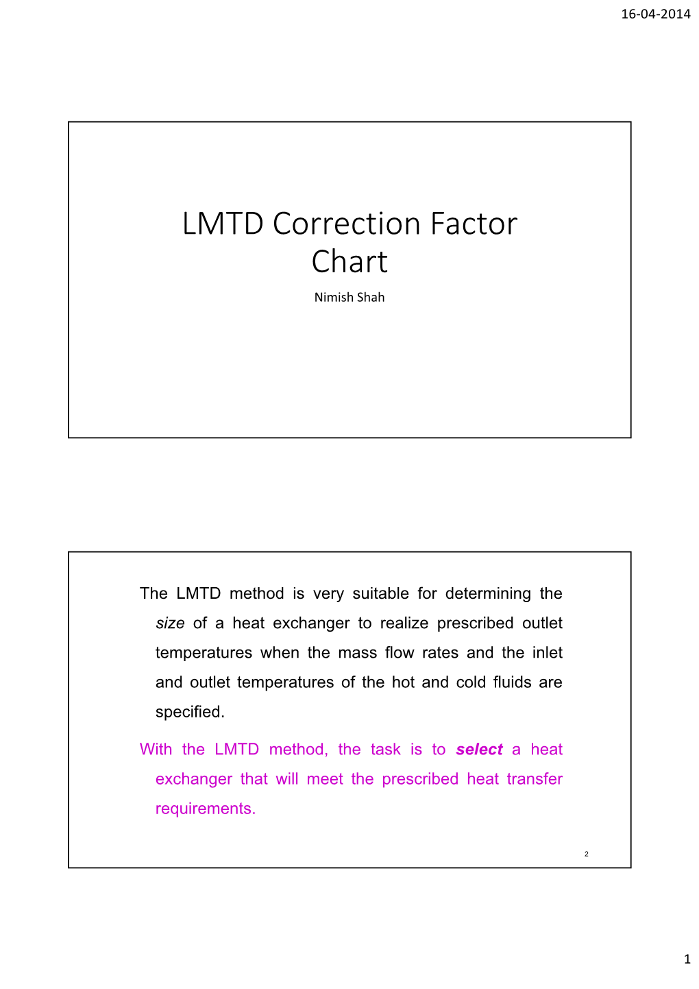 LMTD Correction Factor Chart Nimish Shah