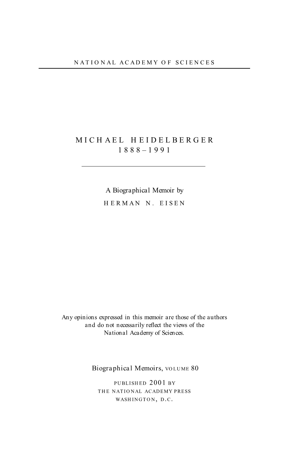 Michael Heidelberger 1888–1991