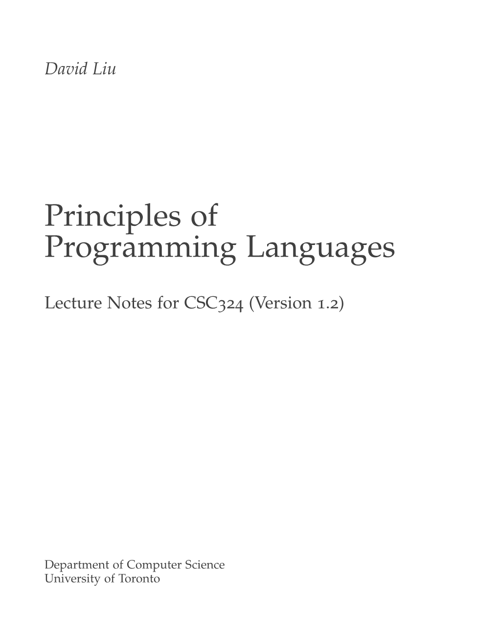 Principles of Programming Languages