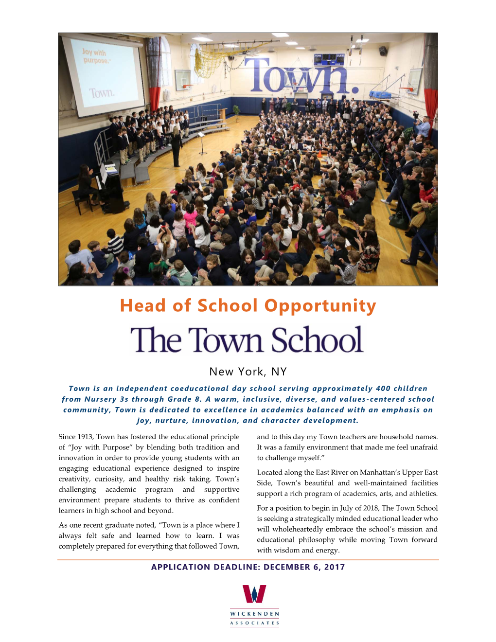 Head of School Opportunity