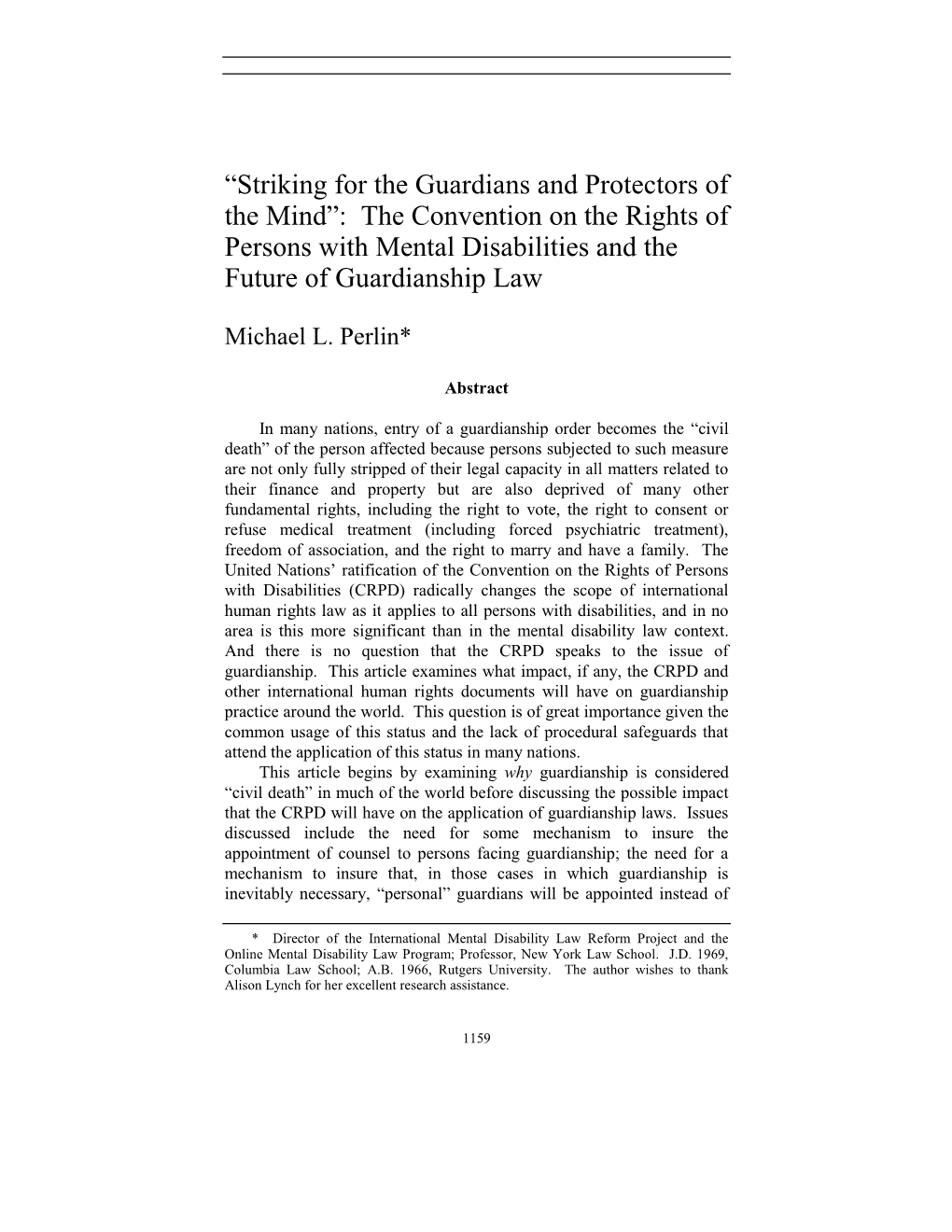 The Convention on the Rights of Persons with Mental Disabilities and the Future of Guardianship Law