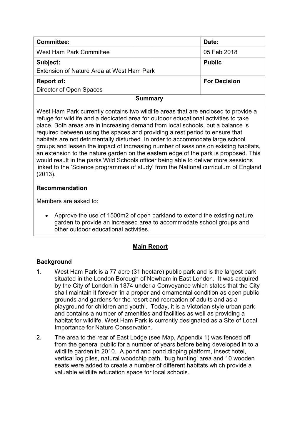 WHP Wildlife Garden Extension Proposal PDF 104 KB