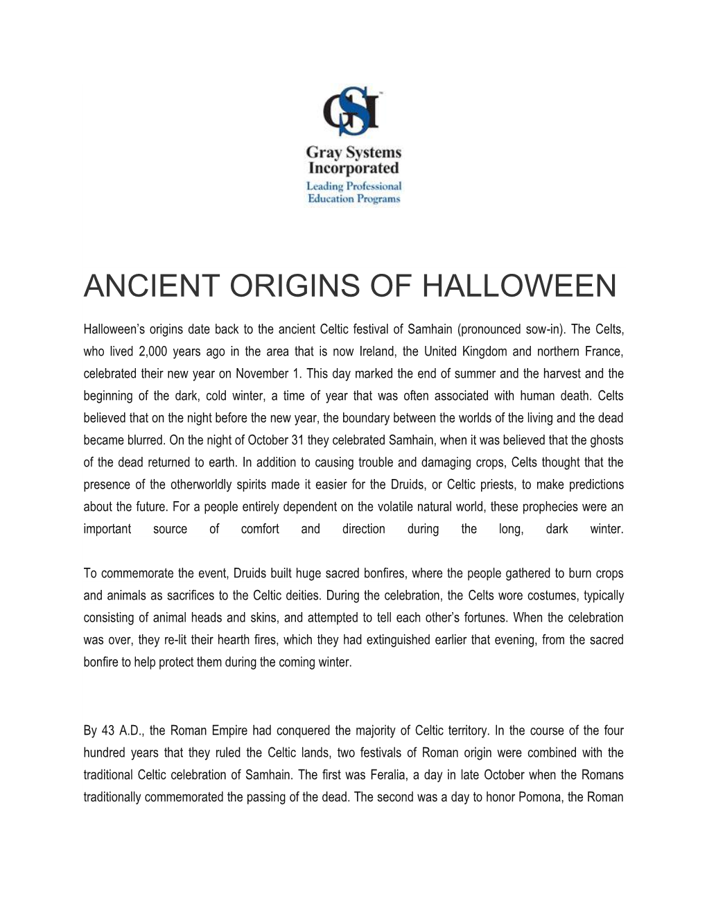 Ancient Origins of Halloween