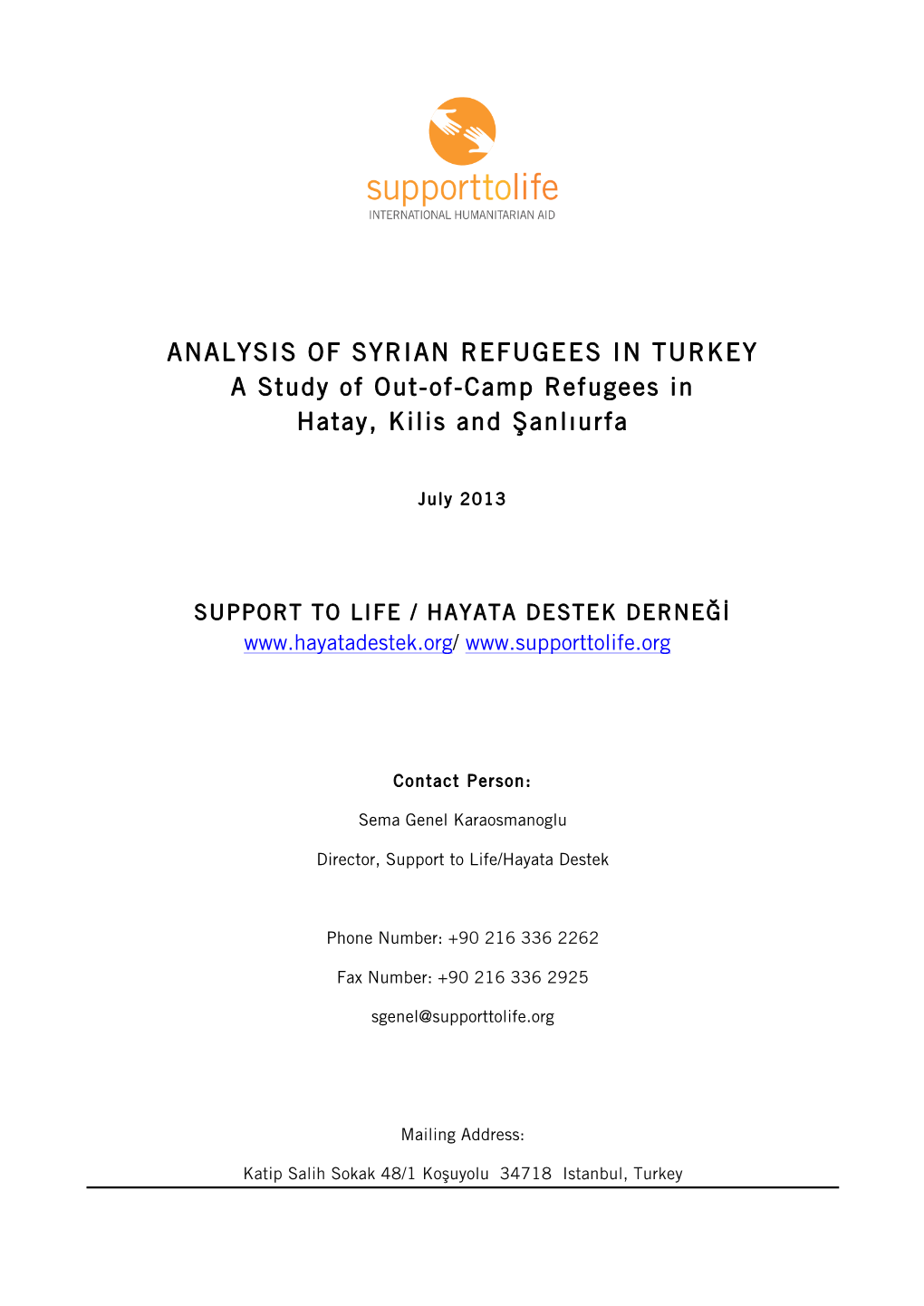 20130715 Report on Syrian Refugees