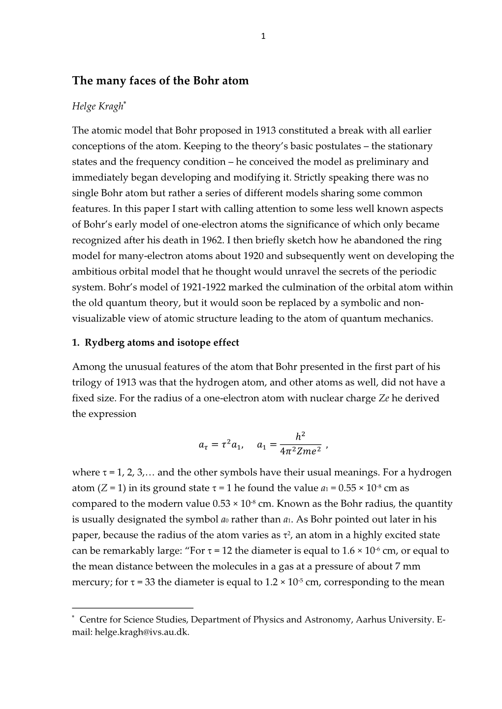 The Many Faces of the Bohr Atom