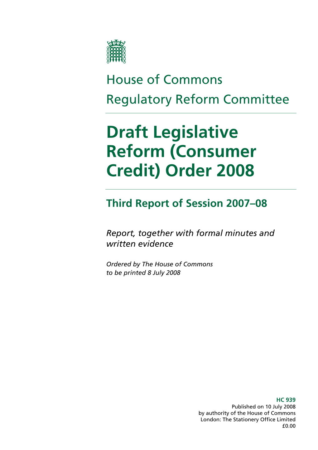 Consumer Credit) Order 2008