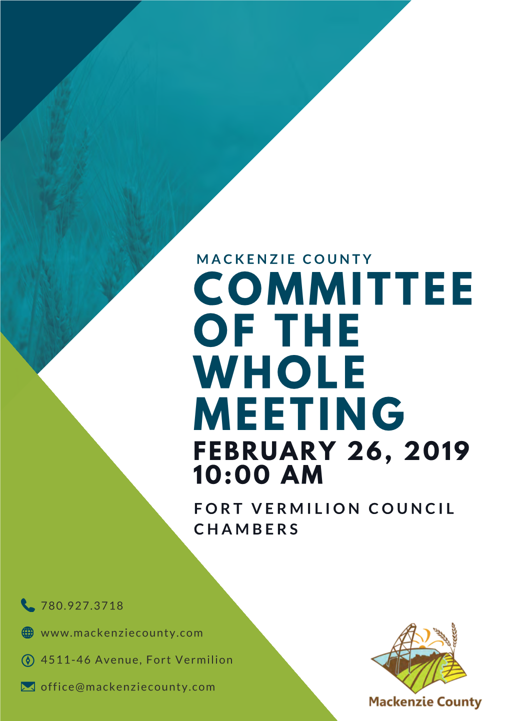 Committee of the Whole Meeting February 26, 2019 10:00 Am Fort Vermilion Council Chambers