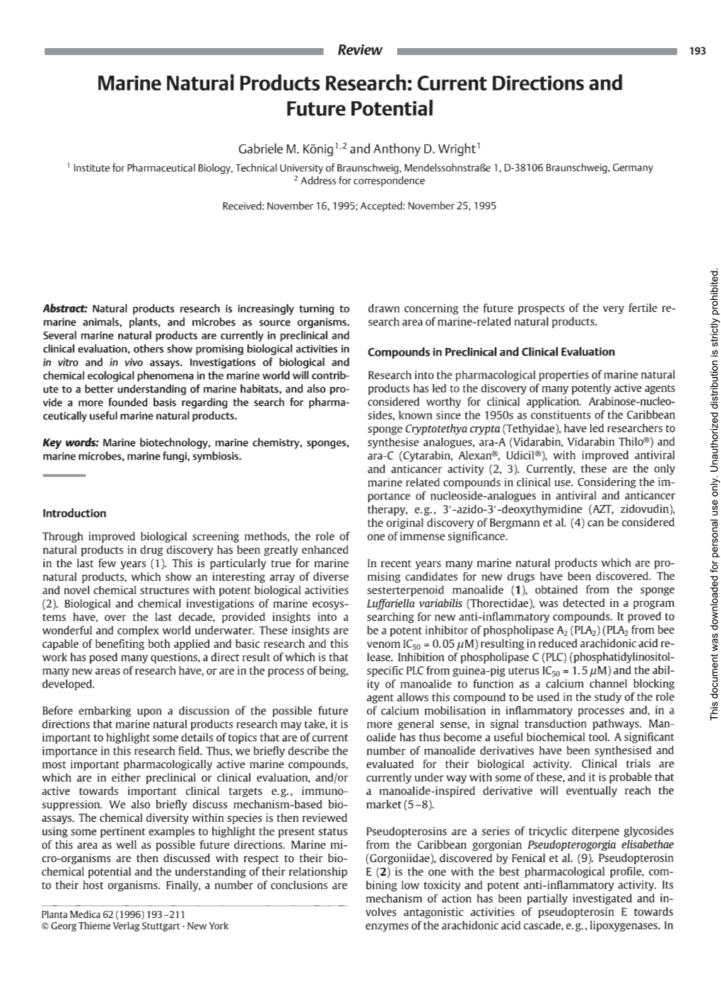 Marine Natural Products Research: Current Directions and Future Potential