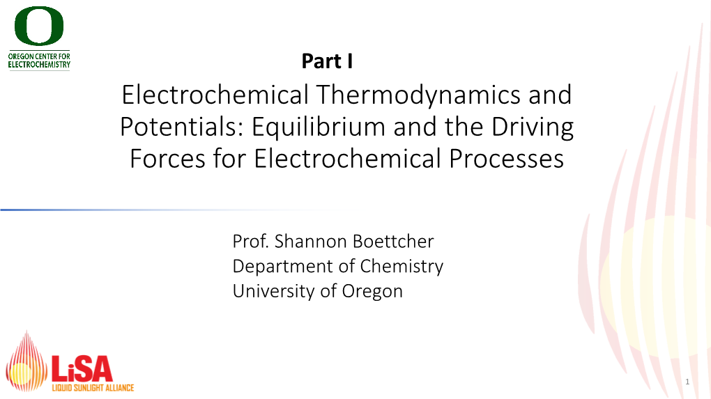 Equilibrium and the Driving Forces for Electrochemical Processes