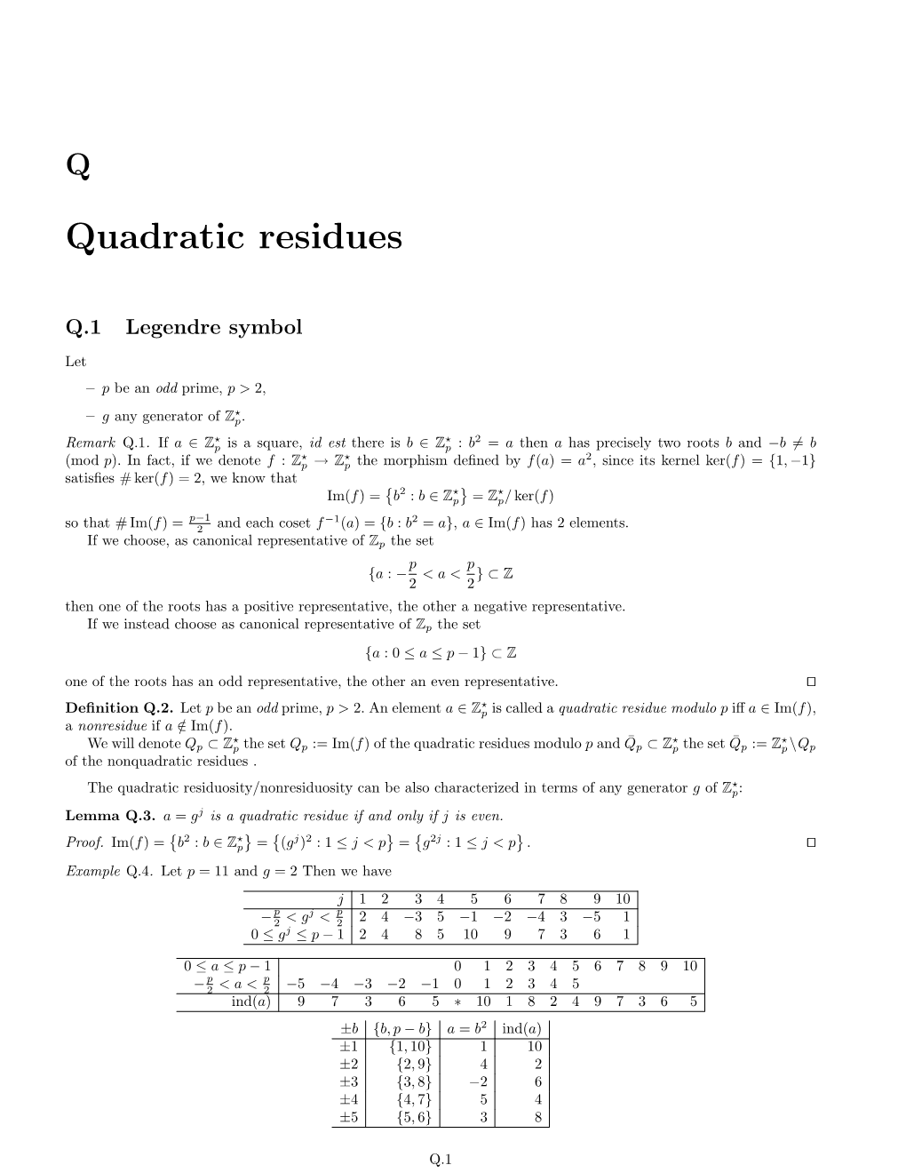 Quadratic Residues