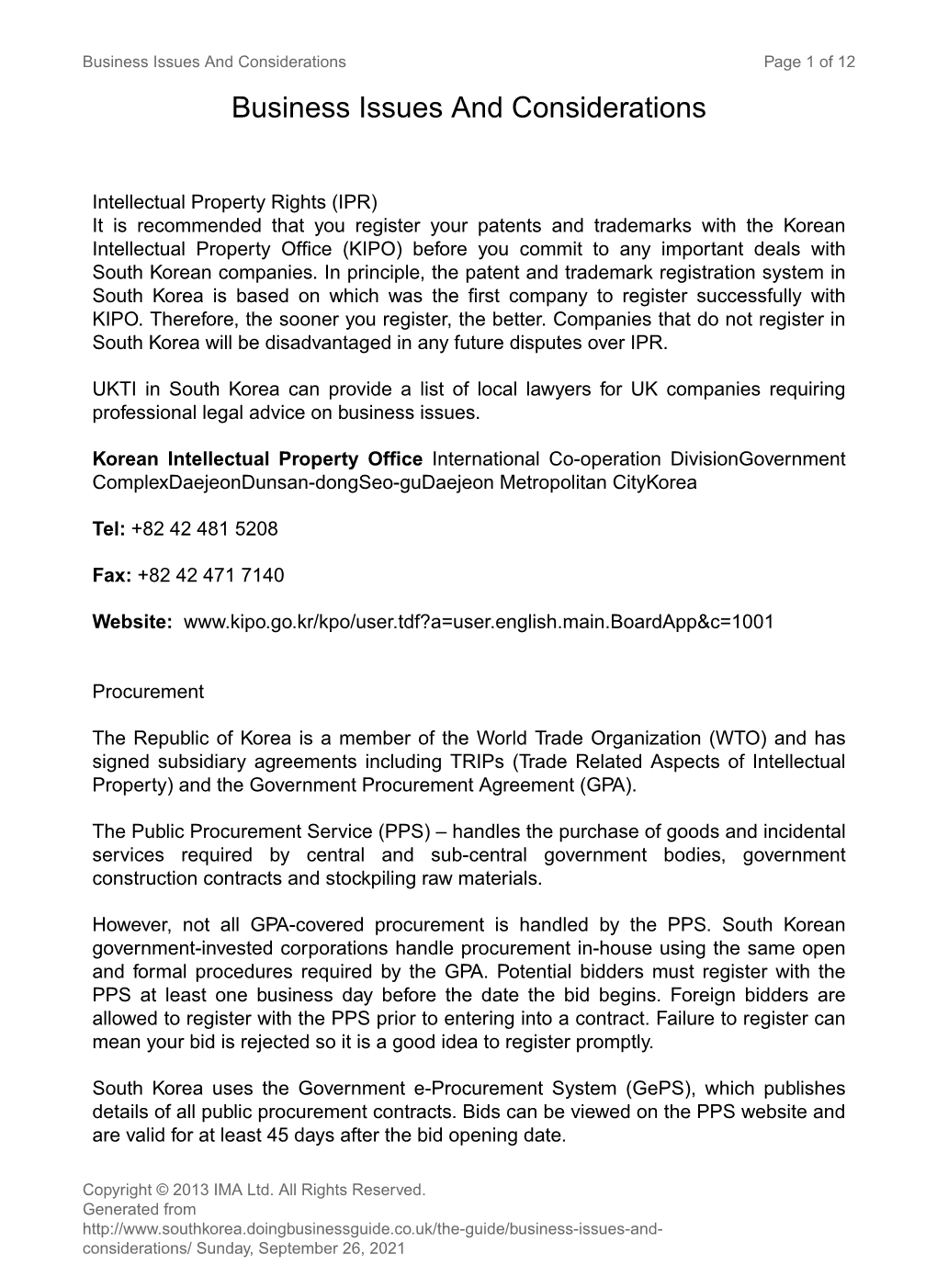 Business Issues and Considerations Page 1 of 12 Business Issues and Considerations