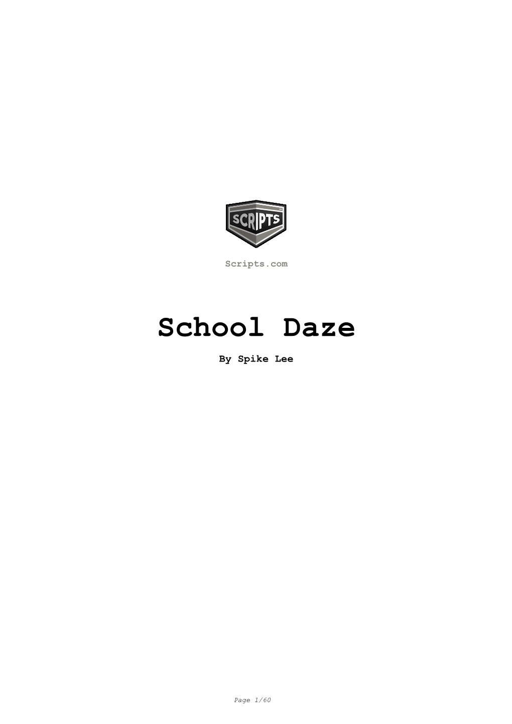 School Daze Movie Script in PDF Format