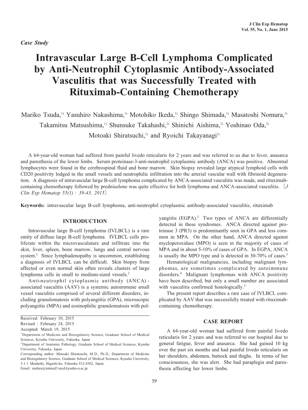 Intravascular Large B-Cell Lymphoma Complicated by Anti-Neutrophil