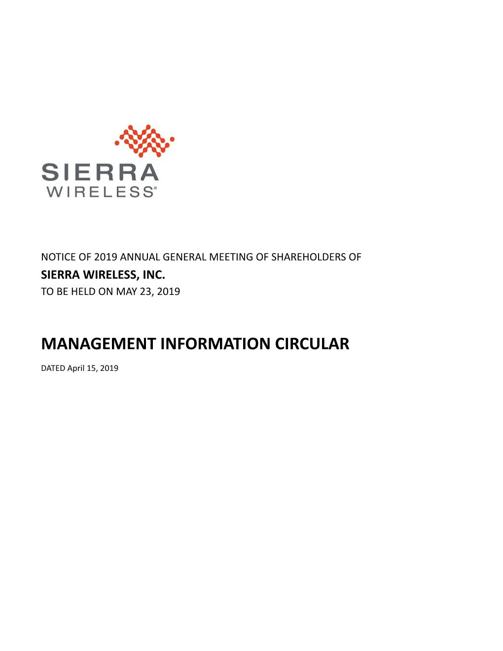 2019 Management Information Circular