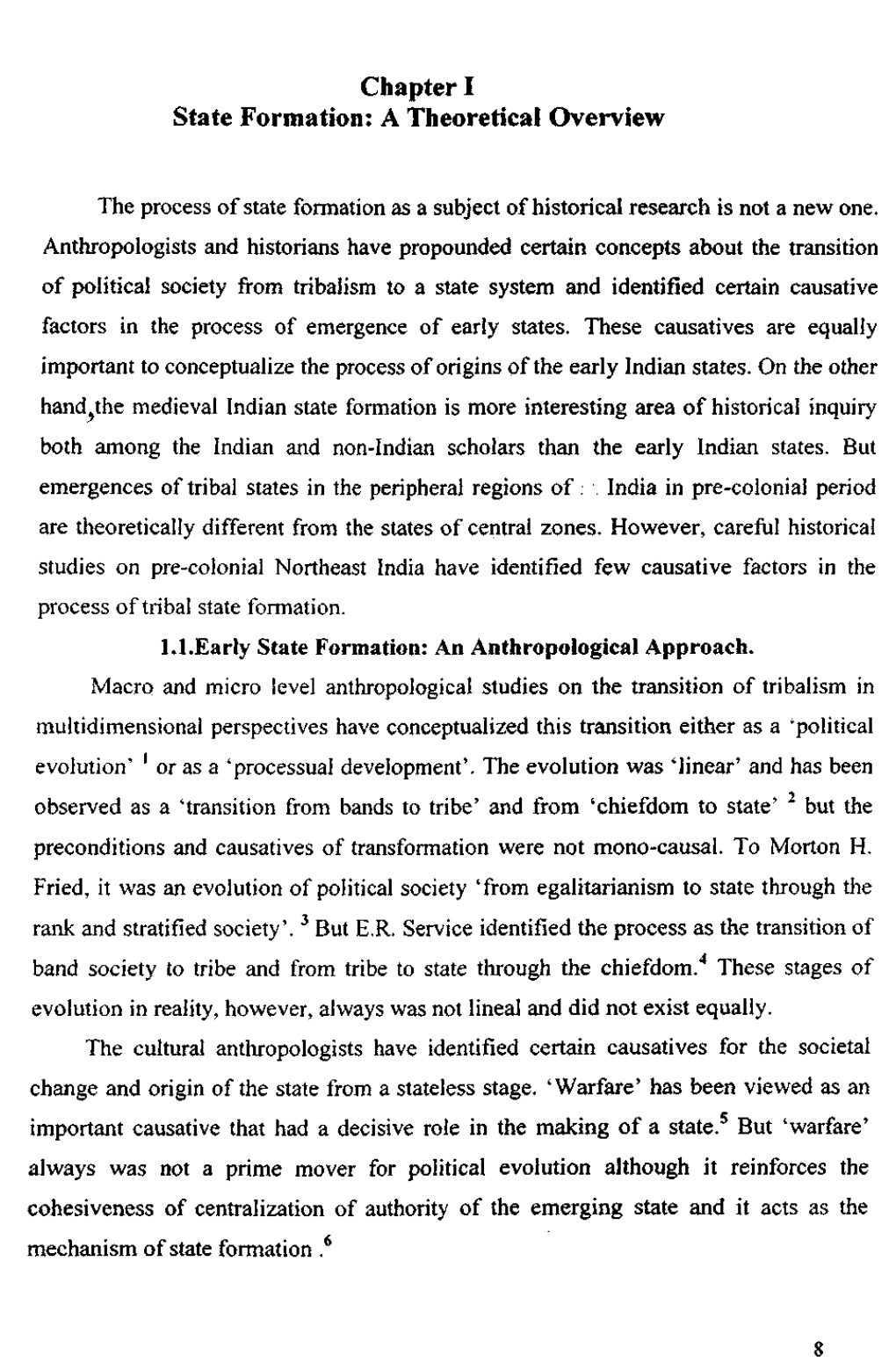 Chapter I State Formation: a Theoretical Overview