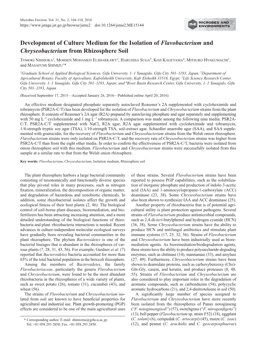 Development of Culture Medium for the Isolation of Flavobacterium and Chryseobacterium from Rhizosphere Soil