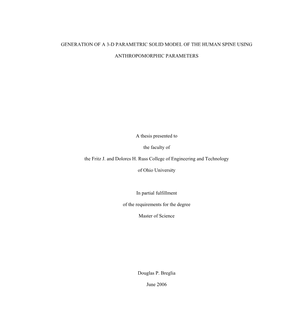 Generation of a 3-D Parametric Solid Model of the Human Spine Using