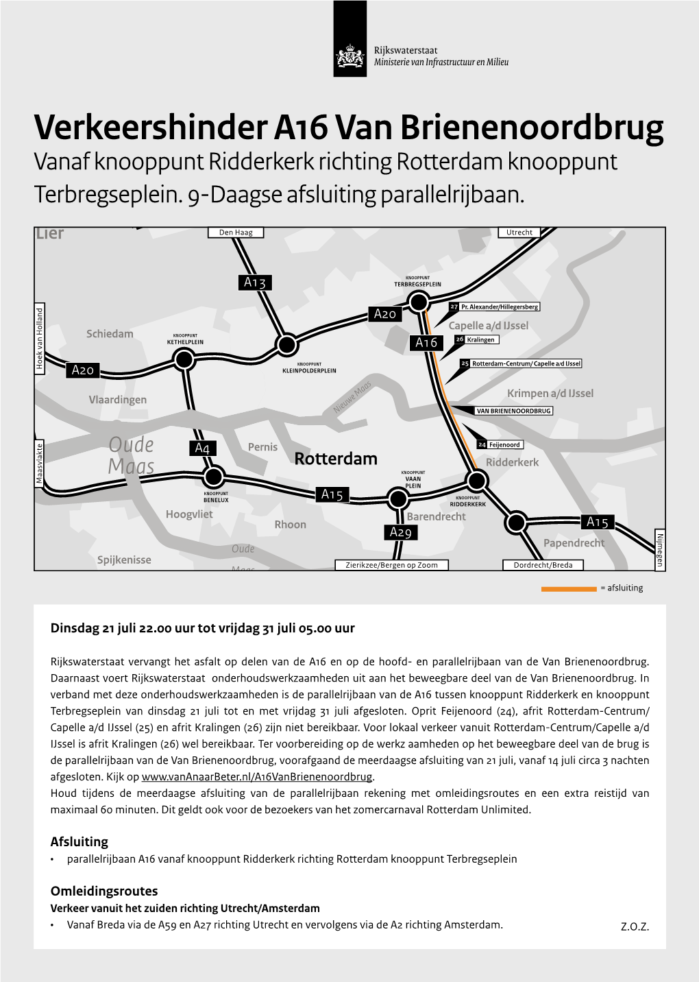 Verkeershinder A16 Van Brienenoordbrug