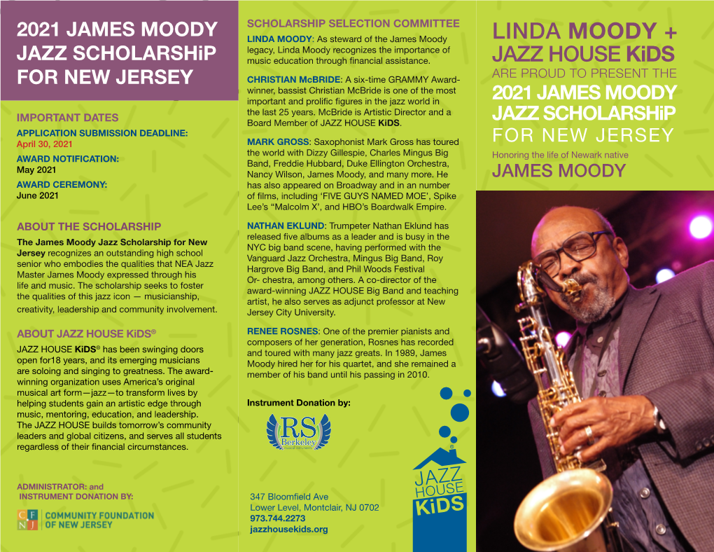LINDA MOODY + Legacy, Linda Moody Recognizes the Importance of JAZZ Scholarship Music Education Through Financial Assistance