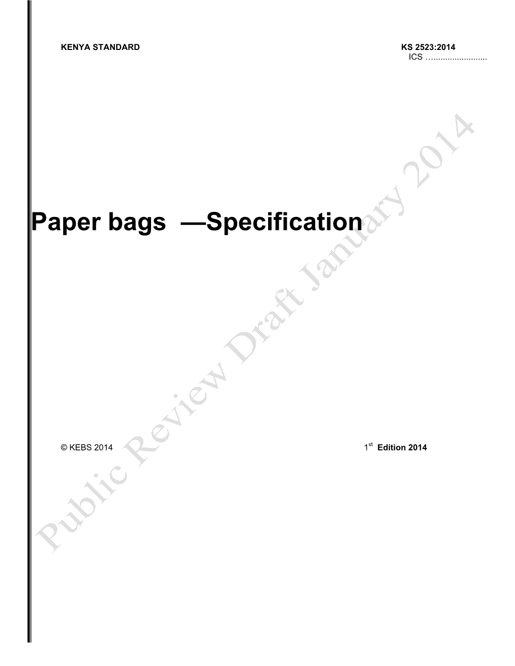 Paper Bags —Specification