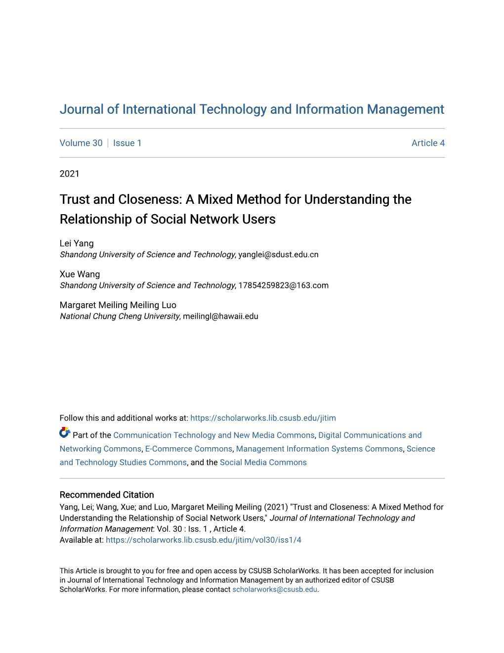 Trust and Closeness: a Mixed Method for Understanding the Relationship of Social Network Users