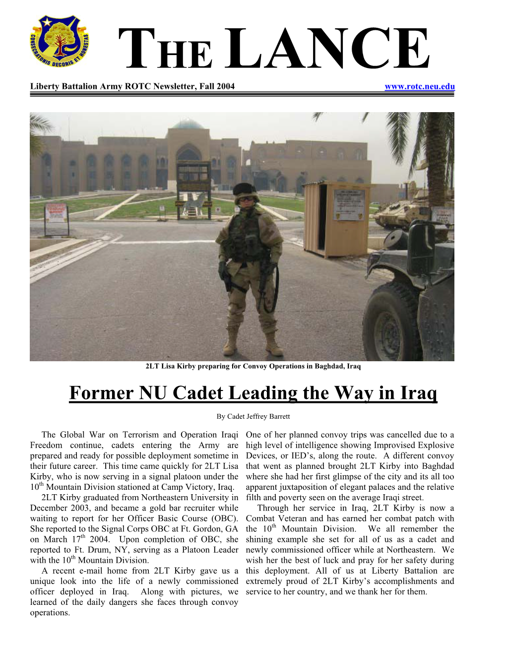 Former NU Cadet Leading the Way in Iraq