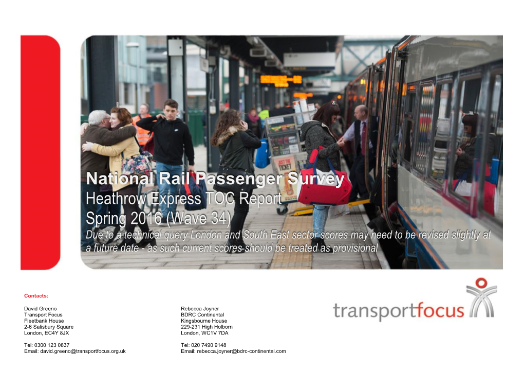 National Rail Passenger Survey Heathrow Express