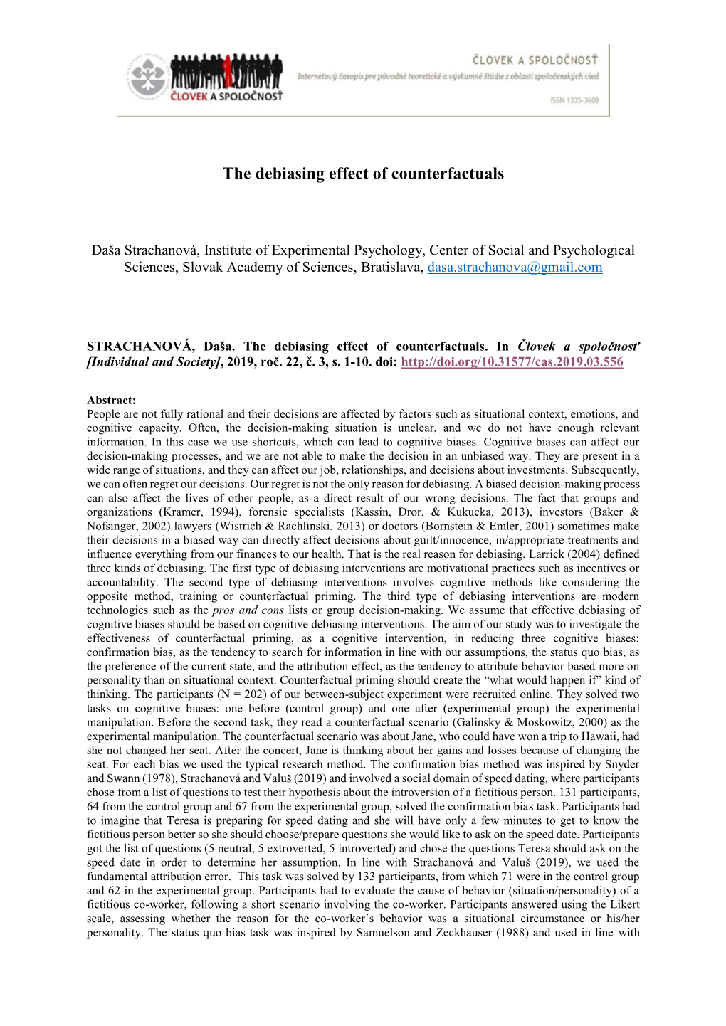 The Debiasing Effect of Counterfactuals