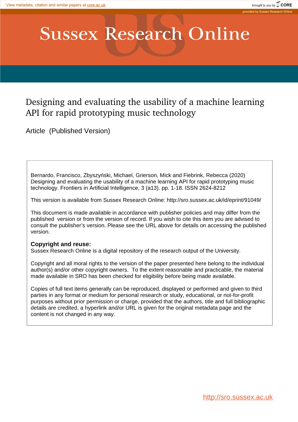 Designing and Evaluating the Usability of a Machine Learning API for Rapid Prototyping Music Technology