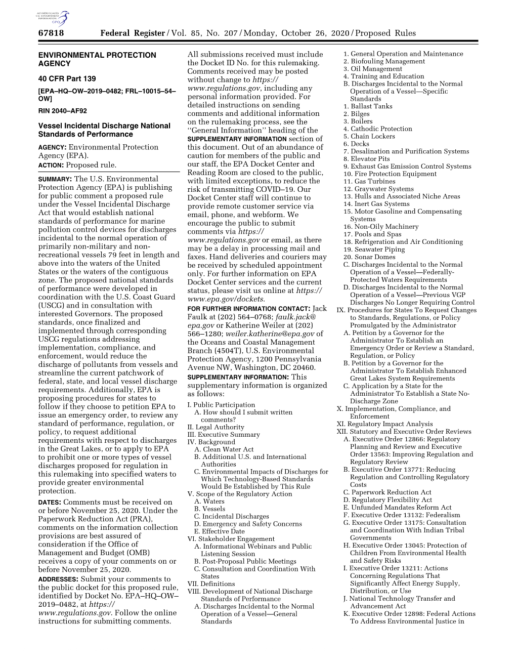 Federal Register/Vol. 85, No. 207/Monday, October 26, 2020