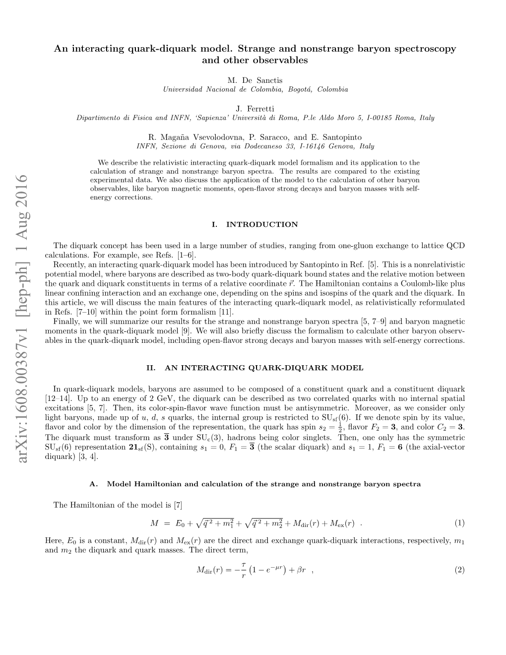 Arxiv:1608.00387V1 [Hep-Ph] 1 Aug 2016