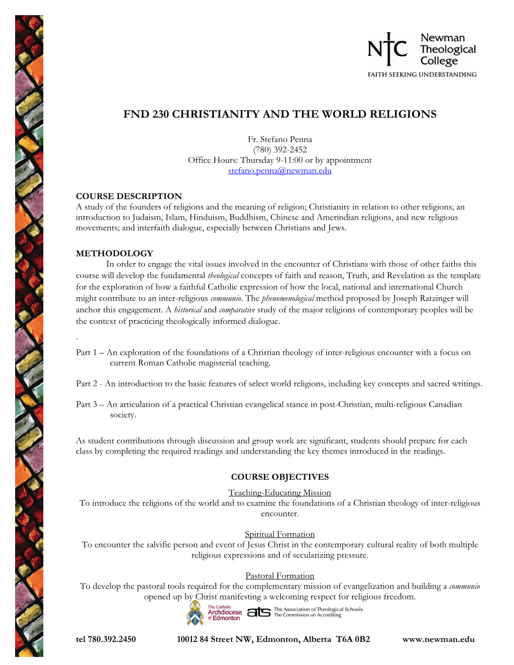 Fnd 230 Christianity and the World Religions