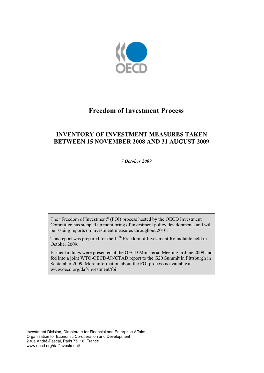Freedom of Investment Process