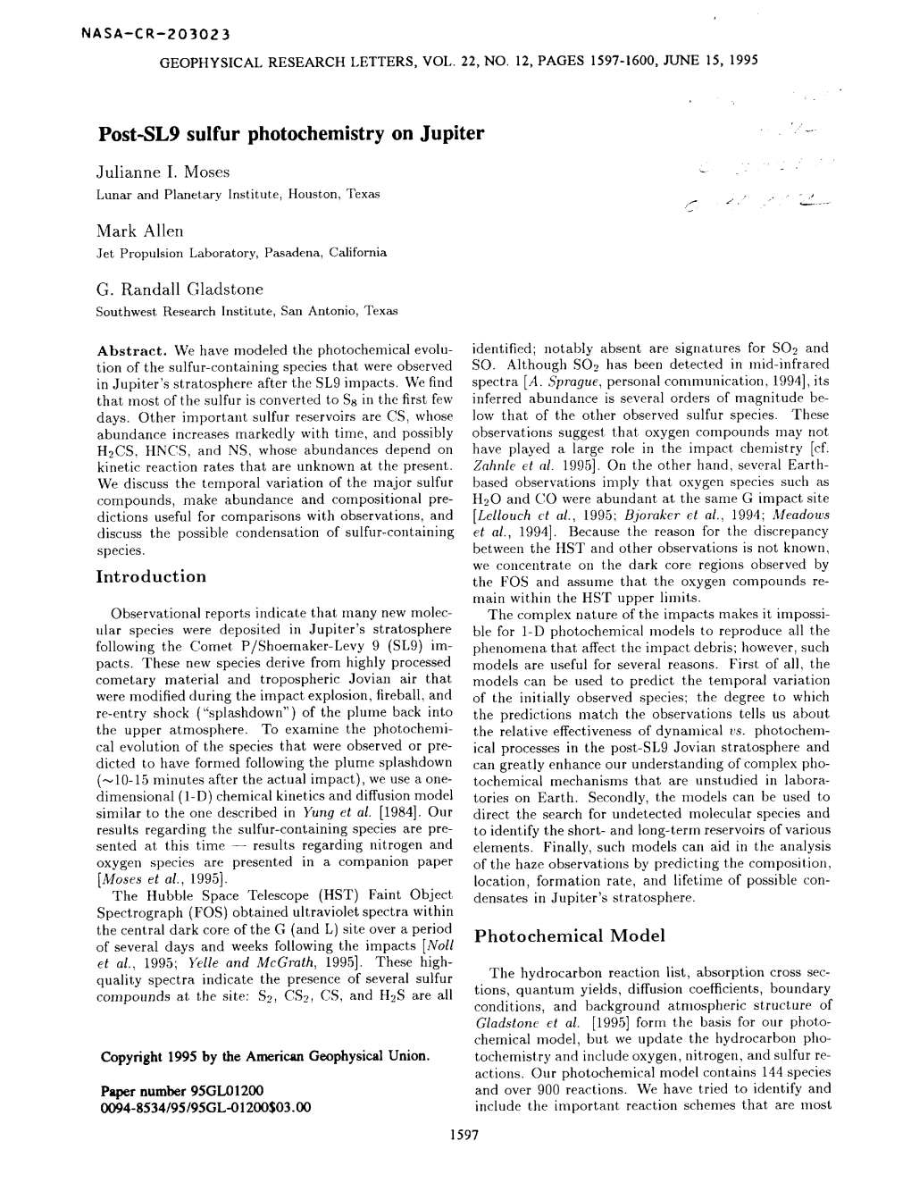 Post-SL9 Sulfur Photochemistry on Jupiter