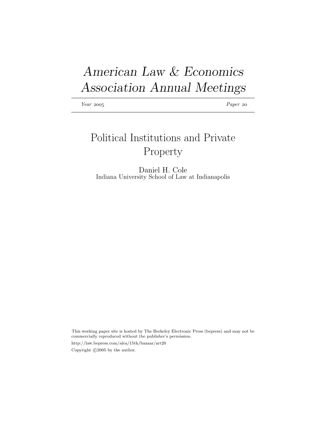 Political Institutions and Private Property