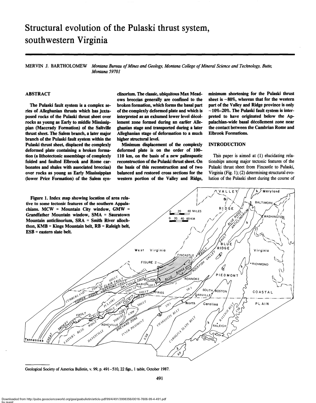 Structural Evolution of the Pulaski Thrust System, Southwestern Virginia