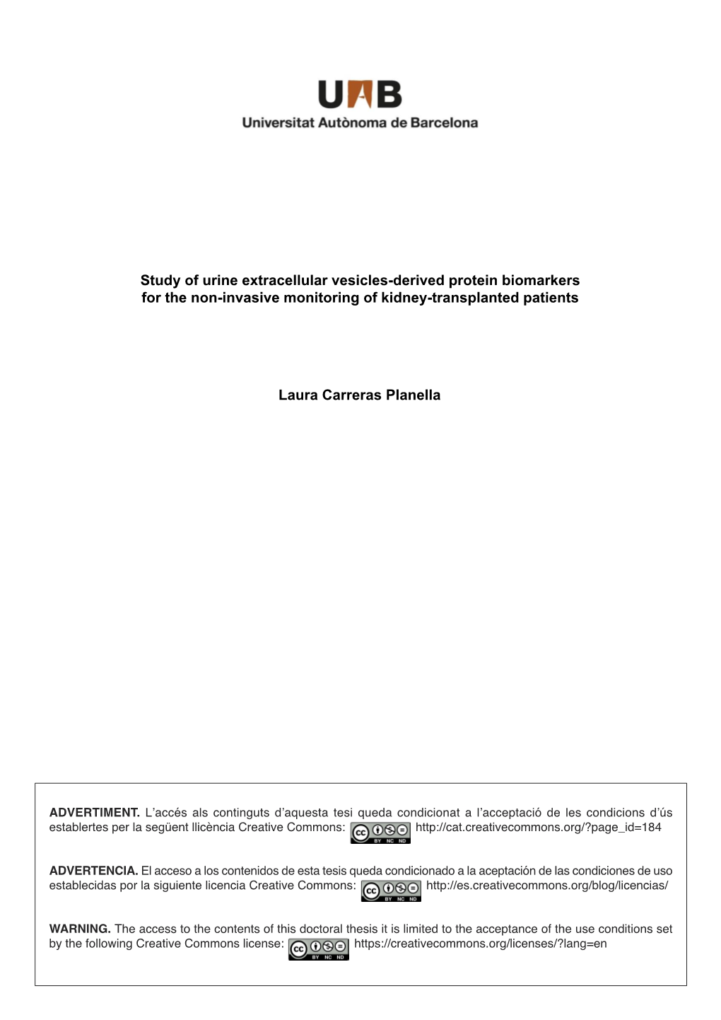 Study of Urine Extracellular Vesicles-Derived Protein Biomarkers for the Non-Invasive Monitoring of Kidney-Transplanted Patients