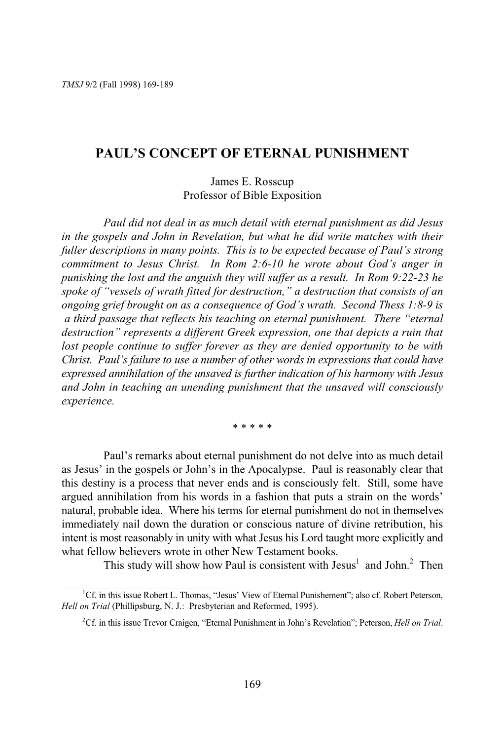 Paul's Concept of Eternal Punishment