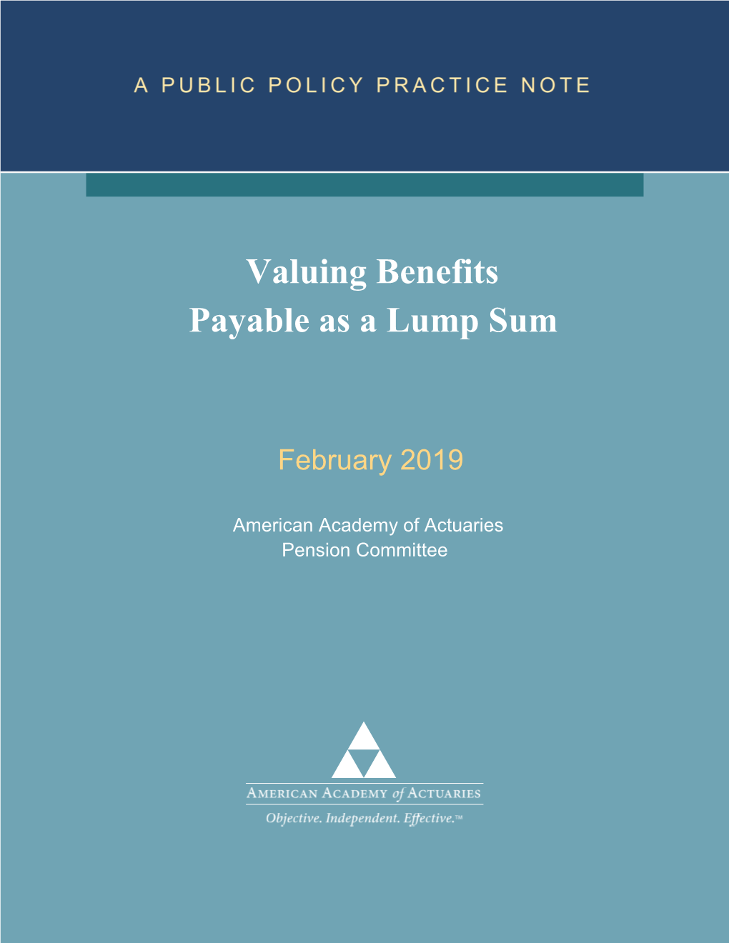 Valuing Benefits Payable As a Lump Sum