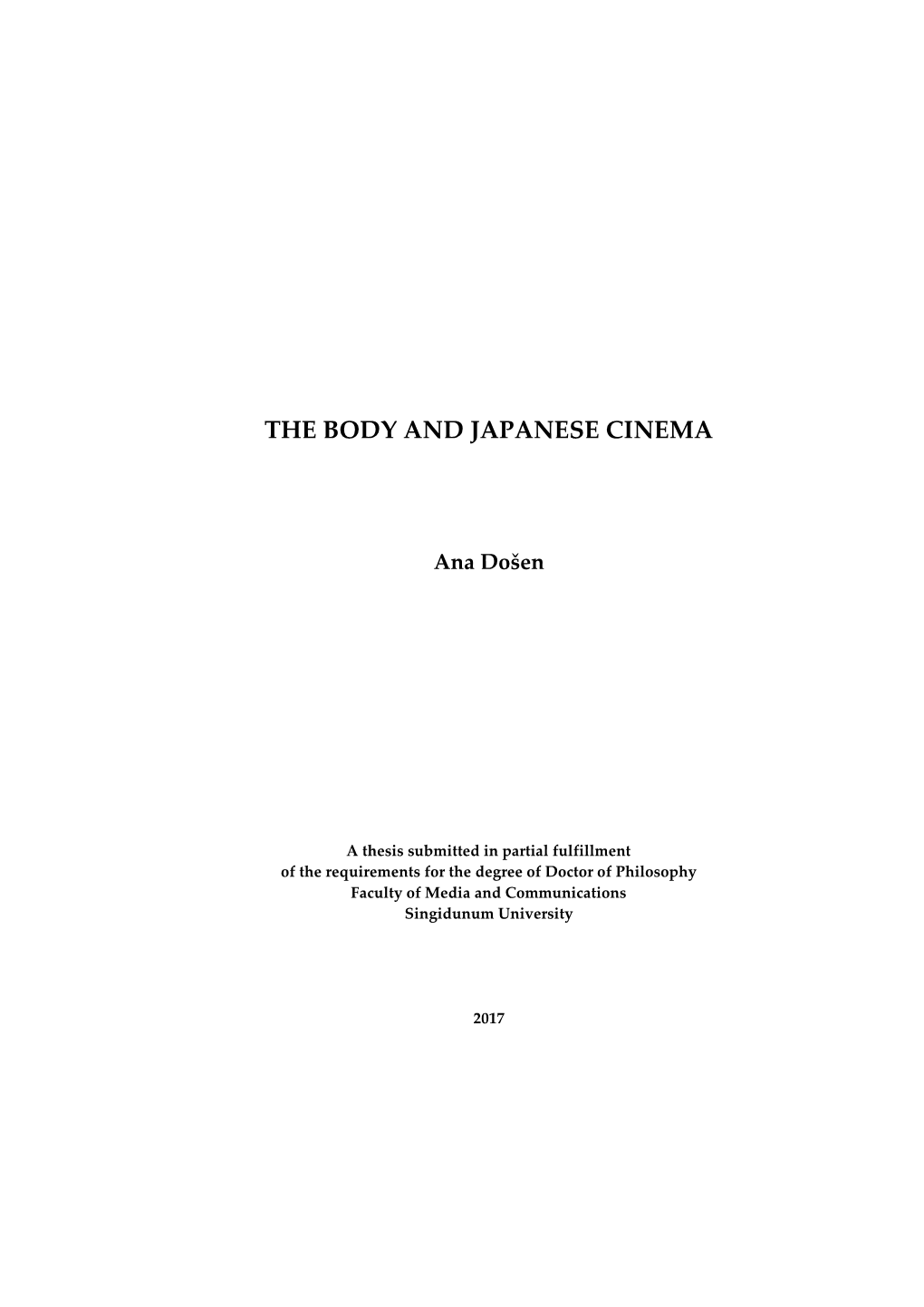 The Body and Japanese Cinema