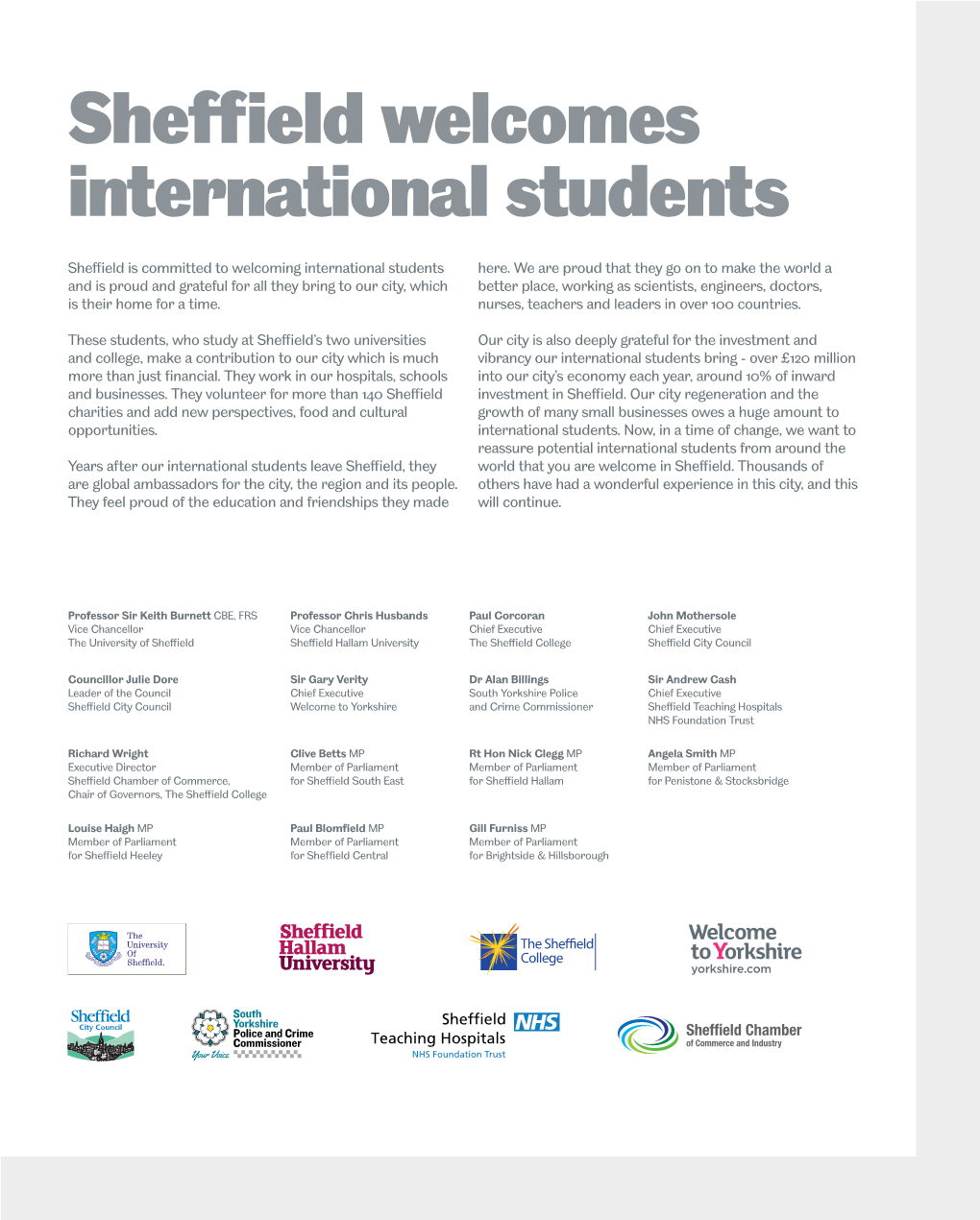 Sheffield Welcomes International Students