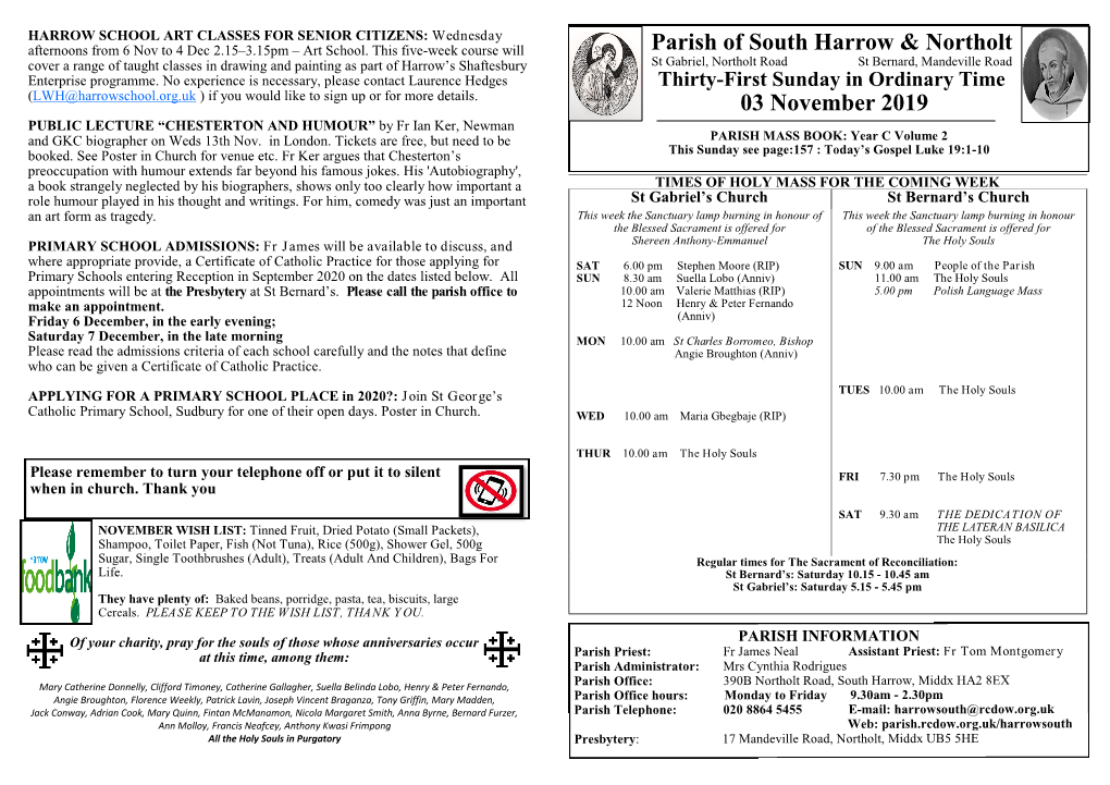 Parish of South Harrow & Northolt 03 November 2019