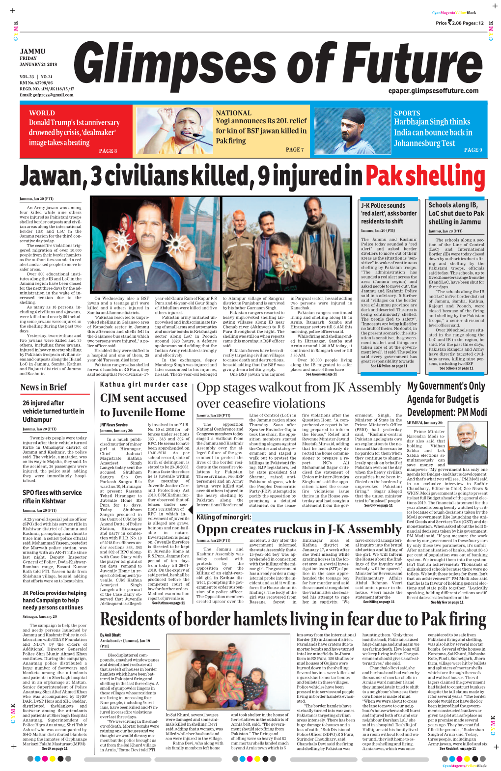 Jawan, 3 Civilians Killed, 9 Injured in Pak Shelling