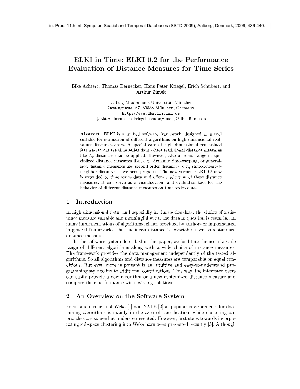 ELKI 0.2 for the Performance Evaluation of Distance Measures for Time Series