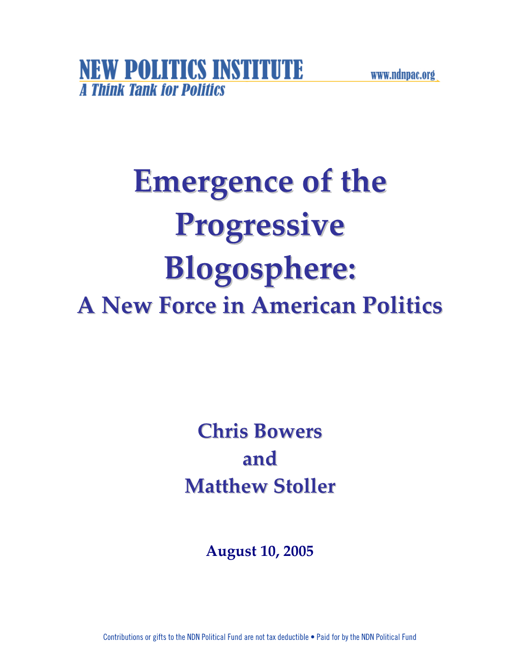 Emergence of the Progressive Blogosphere