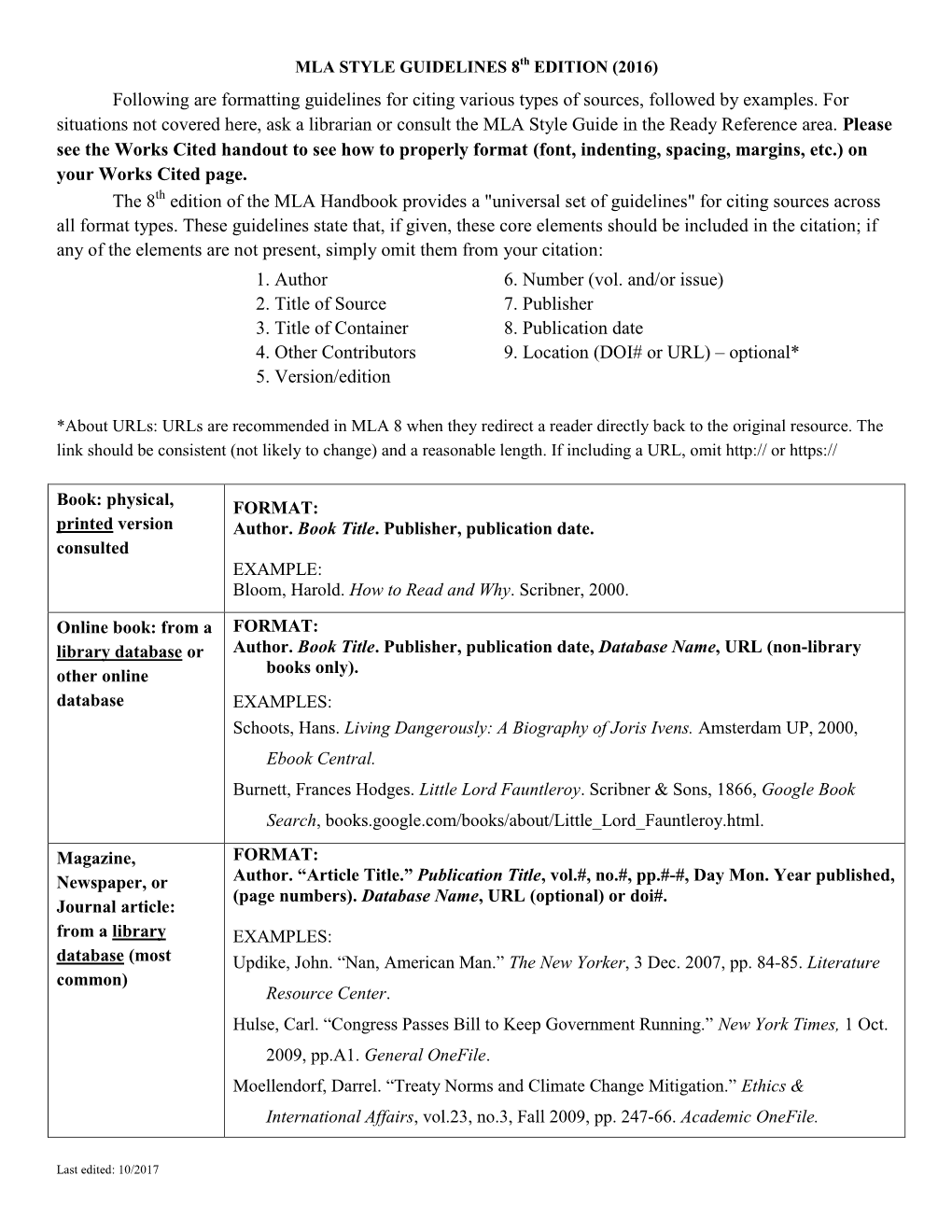 MLA Citation Guide (8Th Edition)